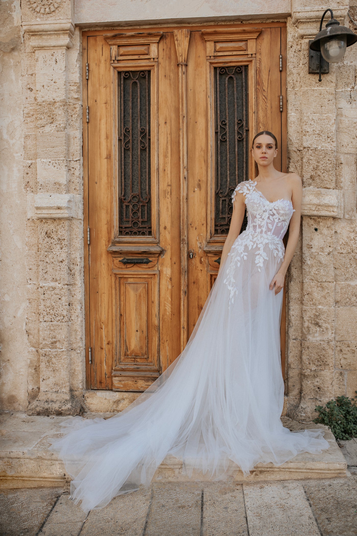 Andorra Asymmetrical Vine Embroidered Bridal Dream Dress Elia Vatine Andorra Asymmetrical Vine Embroidered Bridal Dream Dress Elia Vatine