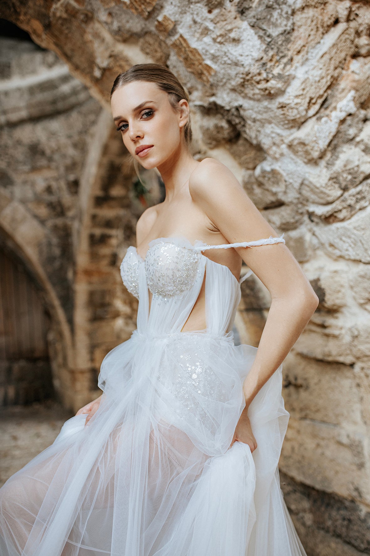 Verona Sequin Frosty Stars Tulle Seethrough Dress