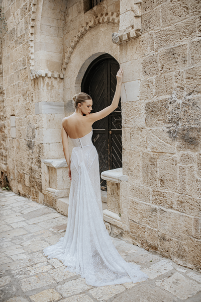 Jaffa Vintage Lace Flowing Bridal Gown